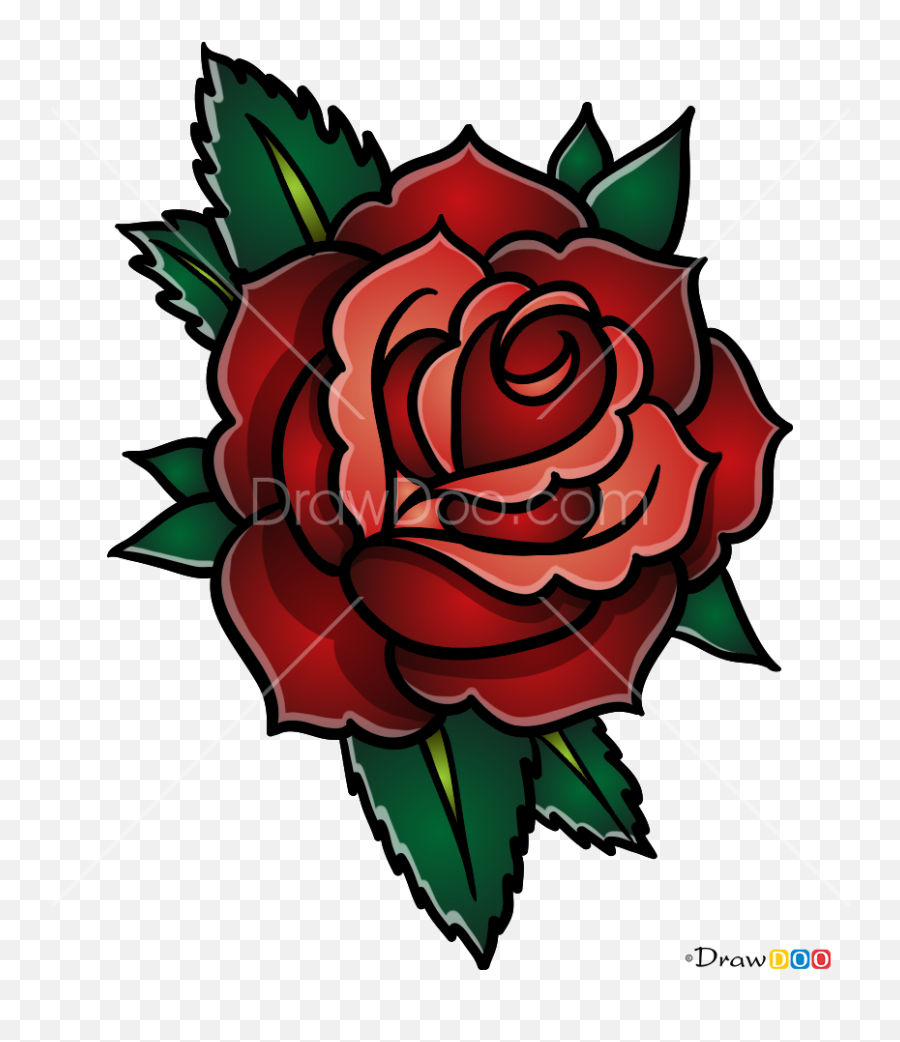 How To Draw Rose Tattoo Old School - Old School Rose Tattoo Png,Rose Tattoo Png