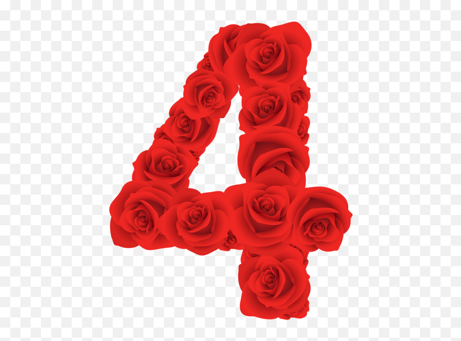 Red Roses Four Number Transparent Png - Stickpng Number 4 In Roses,Red Rose Transparent