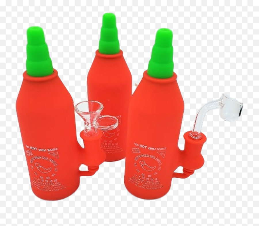 65 Silicone Sriracha Bottle Red With 14mm Male Quartz Banger And Flower Bowl Png