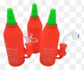 65 Silicone Sriracha Bottle Red With 14mm Male Quartz Banger And Flower Bowl Png