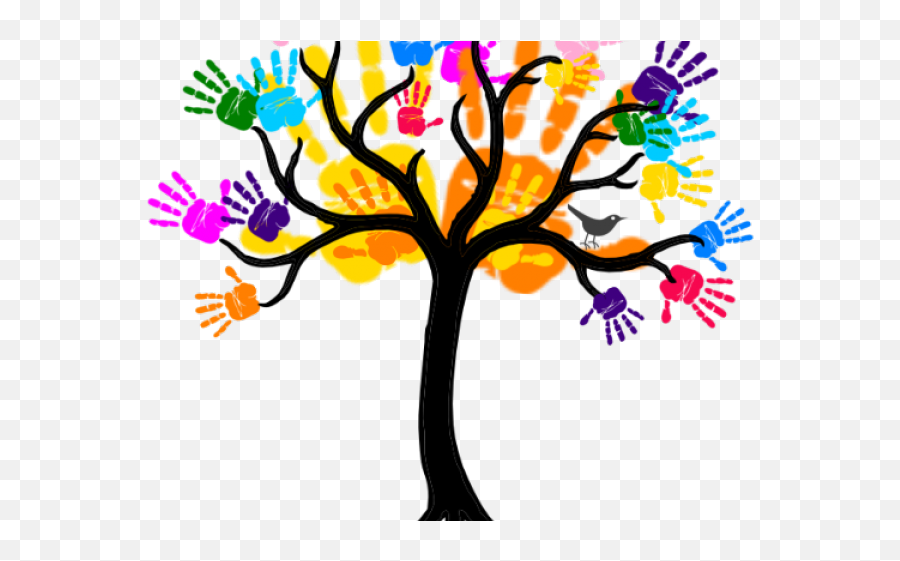 Handprint Clipart Friendship Tree - Bare Tree With Roots Tree Trunk Drawing  Cartoon Png,Bare Tree Png - free transparent png images 