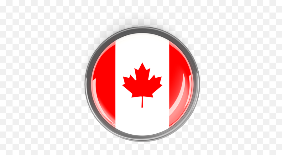 Metal Framed Round Button - Round Transparent Background Canada Flag Icon Png,Canada Flag Transparent