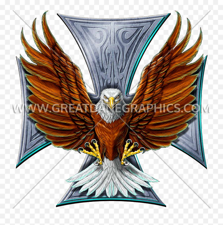 Maltese Cross Flying Eagle Production Ready Artwork For T - Sticker Png,Eagle Flying Png