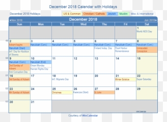 Print Friendly December 2018 Us Calendar For Printing - png