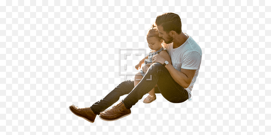 Man Holding Child Sitting - People Setting Png,Man Sitting Png