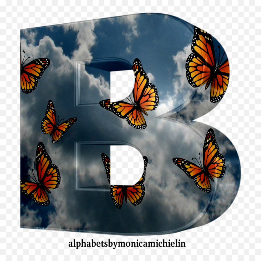 Monica Michielin Alphabets Butterflies Alphabet Blue Sky - Monarch Butterfly Png,Icon Viceroy