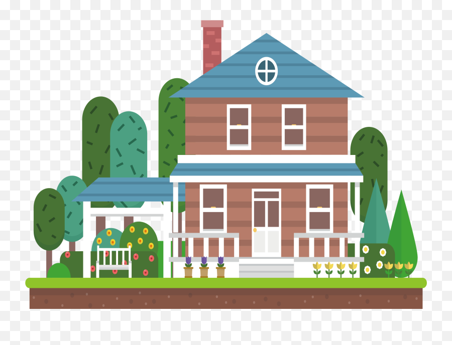 Mortgage Loan House Bank - House With Garden Clipart Png 2 Story House Clipart,Garden Png