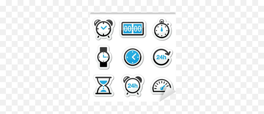 Wall Mural Time Clock Vector Icons Set - Pixersus Measuring Time Clipart Png,Time Clock Icon