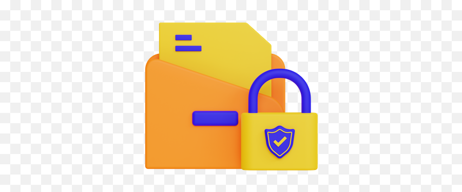 Premium Secure Folder 3d Illustration Download In Png Obj - Vertical,Lock Icon On Folder