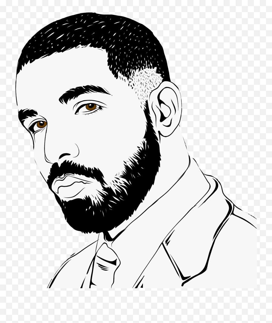 Drake - Sticker By Fearlesstumbler Black And White Drake Outline Png,Drake Face Png