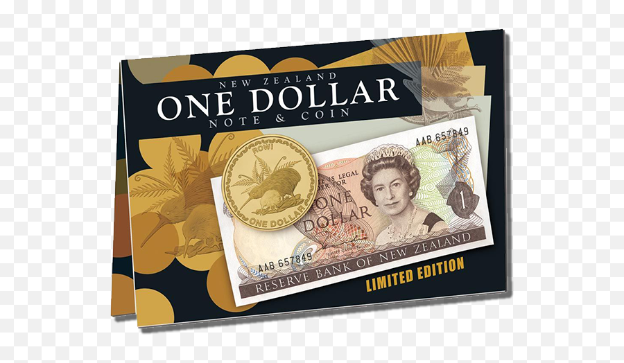 New Zealand One Dollar Note U0026 Coin Set Post Coins - New Zealand 1 Dollar Png,One Dollar Png