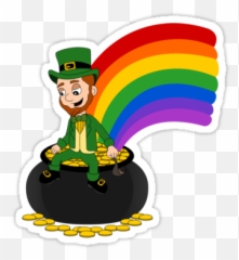 Cartoon Leprechaun Sitting Pot Of Gold By Radka - Pots Of Gold Clipart png