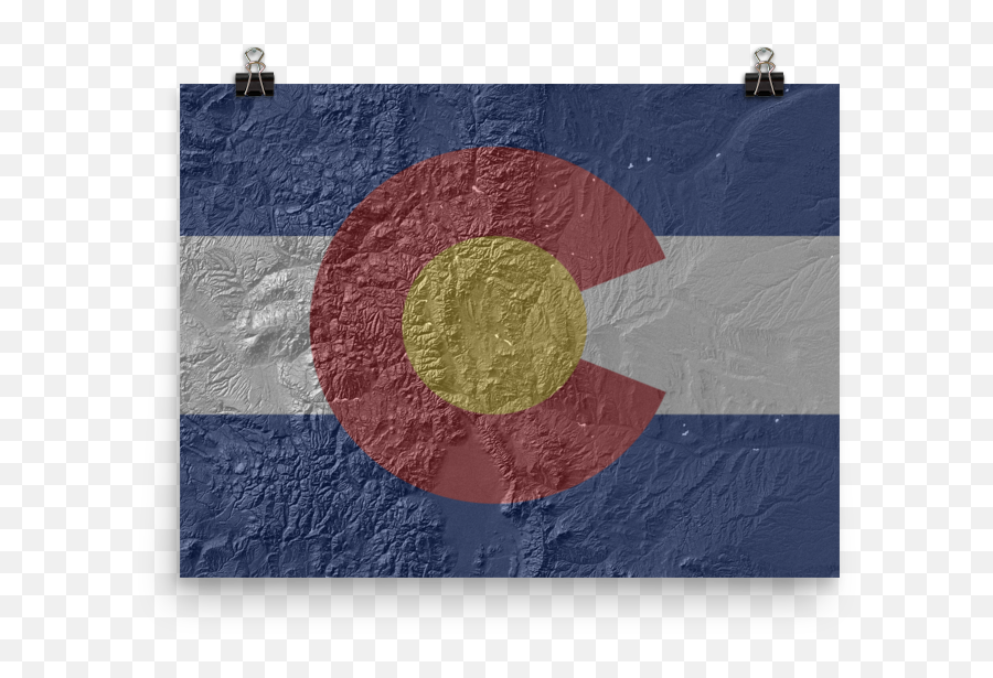 Colorado Hillshade Flag Poster - Colorado State Flag Png,Colorado Flag Png