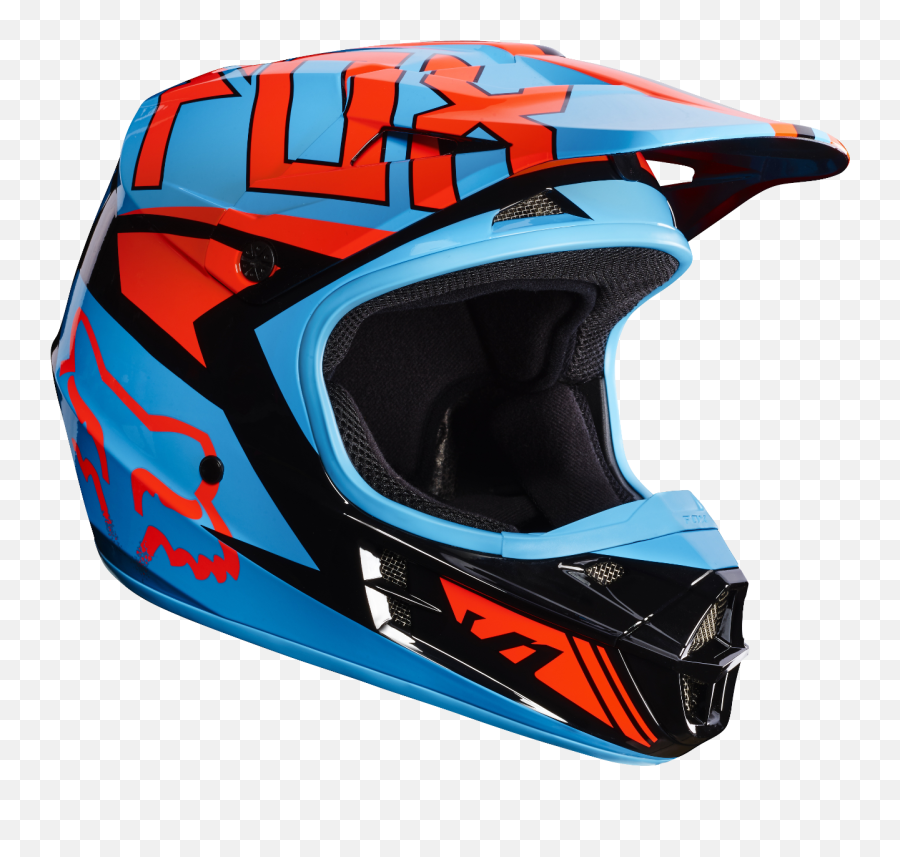 Fox Racing 2017 Mx Helmet V1 V2 V3 Motocross Off Road - Fox V1 Helmet Orange And Blue Png,Icon Automag Leather Overpants