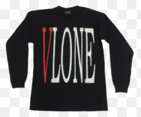Vlone Black Tee Long Sleeve Shirts Png Logo