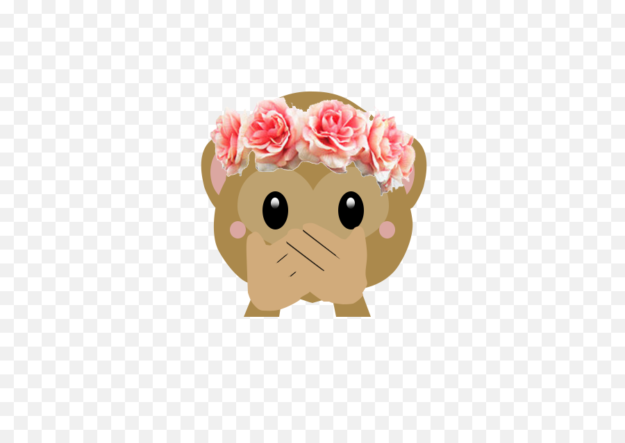 Monkey Emoji With Flower Crown Png - Png Transparent Emoji Flower,Monkey Emoji Png