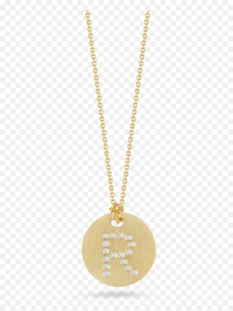 18k Yellow Gold Circle Disk Initial Necklace - Roberto Coin T Necklace Png,Gold Circle Png