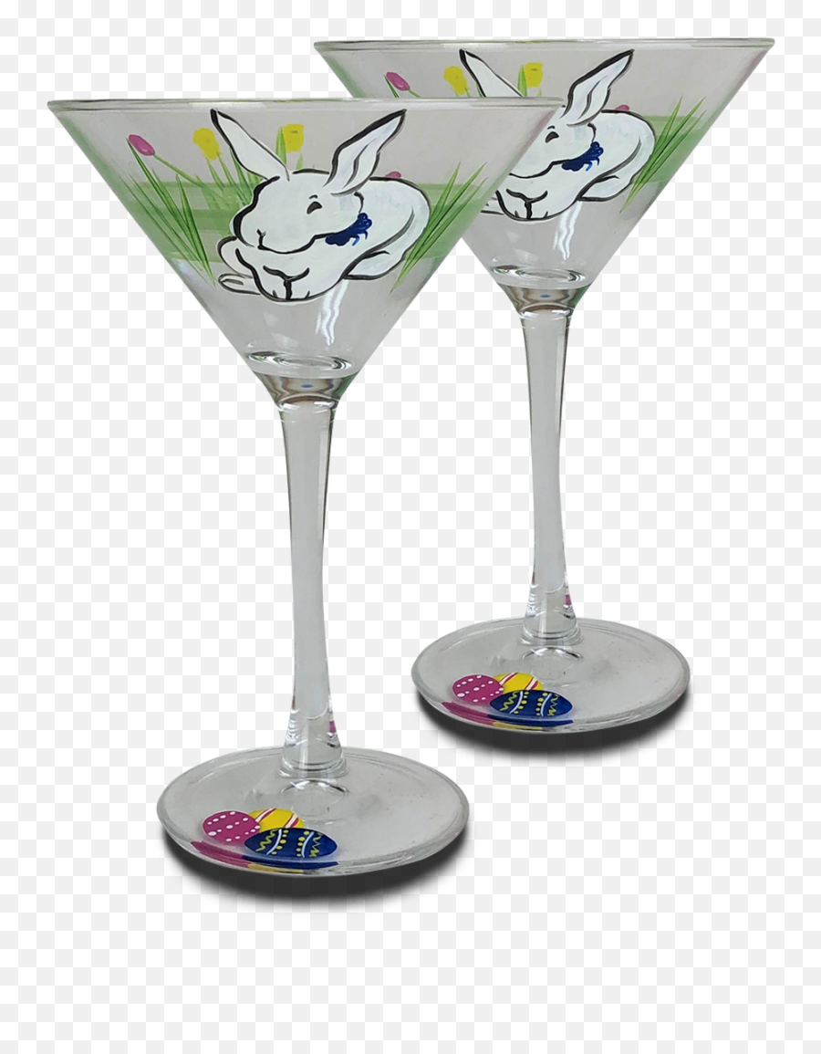 Springtime Bunny And Tulips Martini Glass S2 U2013 Golden Hill - Cocktail Glass Png,Martini Glass Png