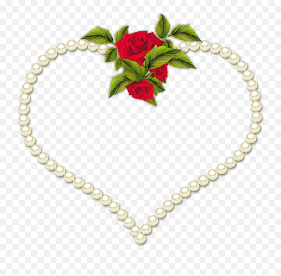 Transparent Heart Frame With Roses - Heart Pearl Frame Png,Pearl Transparent Background