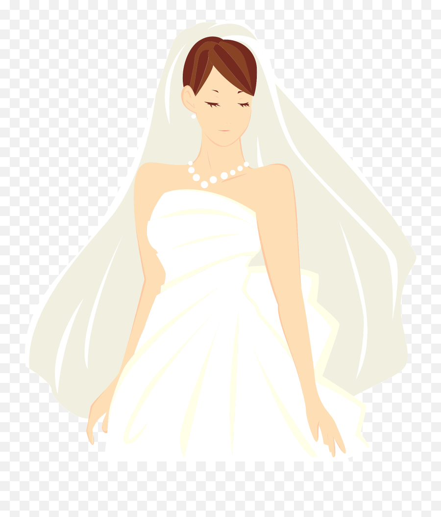 Bride In Her Wedding Dress Clipart - Wedding Dress Clipart Png,Wedding Veil Png