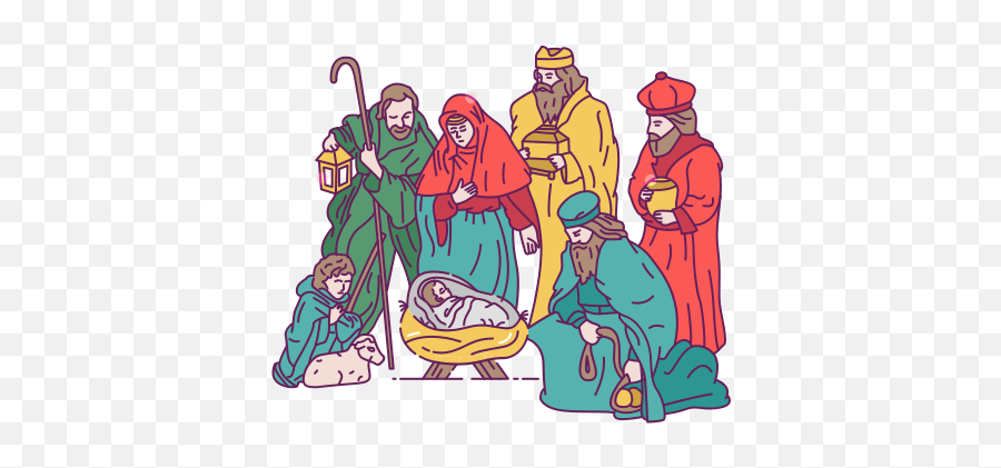 Nativity Scene Birth Jesus Christmas Free Icon - Icon Birth Drawing Of Jesus Png,Jesus Icon Images