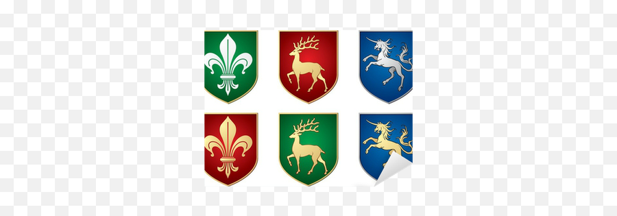 Sticker Heraldic Symbols Lily Deer Unicorn - Pixersus Heraldry Png,Green Check Icon Ebay