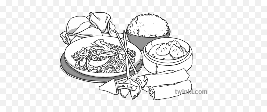 Chinese Food Black And White - Meal Illustration Black And White Png,Chinese Food Png