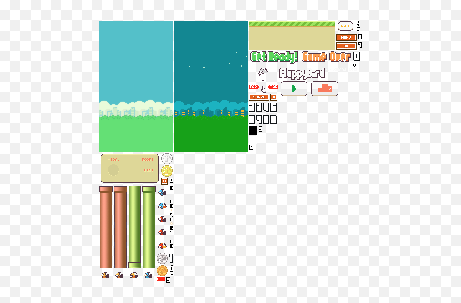 Flappy Bird Background Transparent - Flappy Bird Sprite Sheet Png,Flappy Bird Png