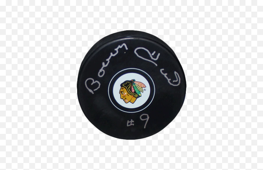Bobby Hull Autographed Chicago Blackhawks Hockey Puck - Label Png,Blackhawks Logo Png