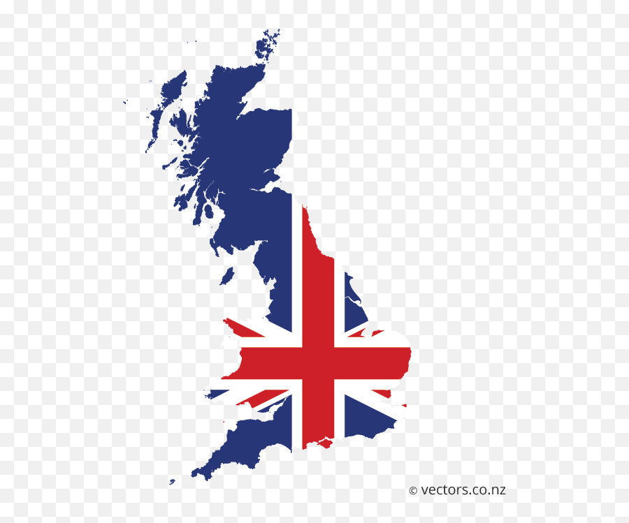 Uk Flag Vector Map Of Great Britain In - Great Britain With Flag Png,British Flag Png