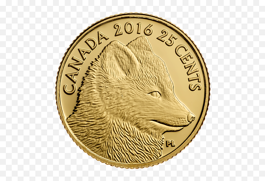 05 G Pure Gold Coin U2013 Predator Vs Prey Traditional Arctic Fox - Canada 25 Cents 2016 Royal Mint Gold Png,Arctic Fox Png