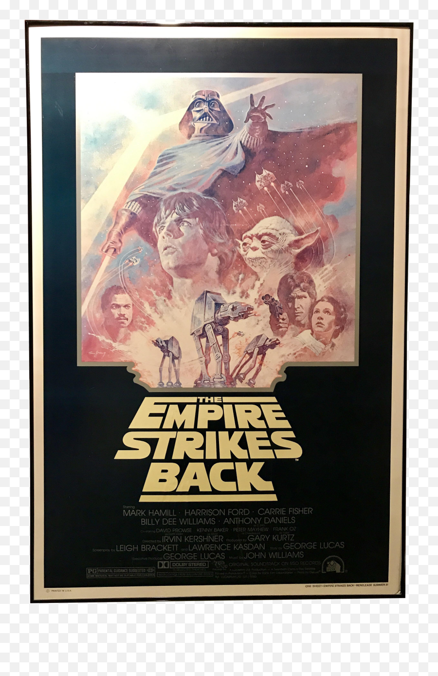 Vintage Star Wars Movie Poster Framed Wa 1120341 - Png Empire Strikes Back Original Poster,Movie Poster Png