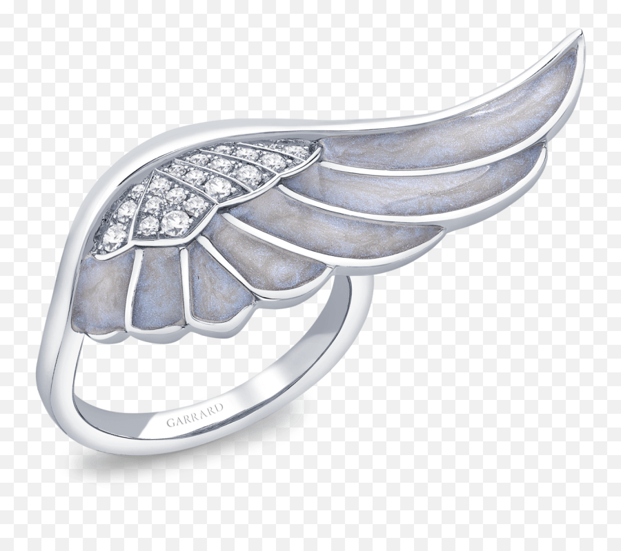 Wings Reflection Winter Enamel Ring In 18ct White Gold - Solid Png,Angel Wings Icon