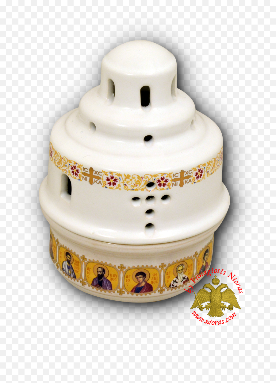 Porcelain Vigil Oil Candle Ark Design White With Holy Icons - Tureen Png,Candles Icon