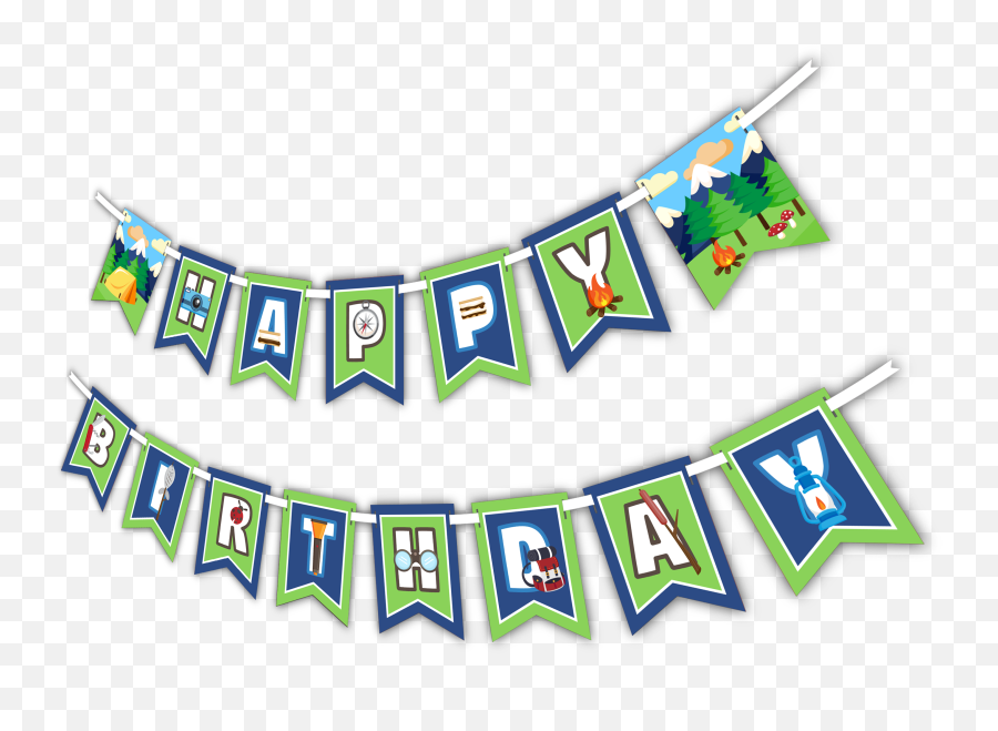 Camping Adventure Happy Birthday Party Banner - Camping Birthday Clipart Png,Happy Birthday Banner Png