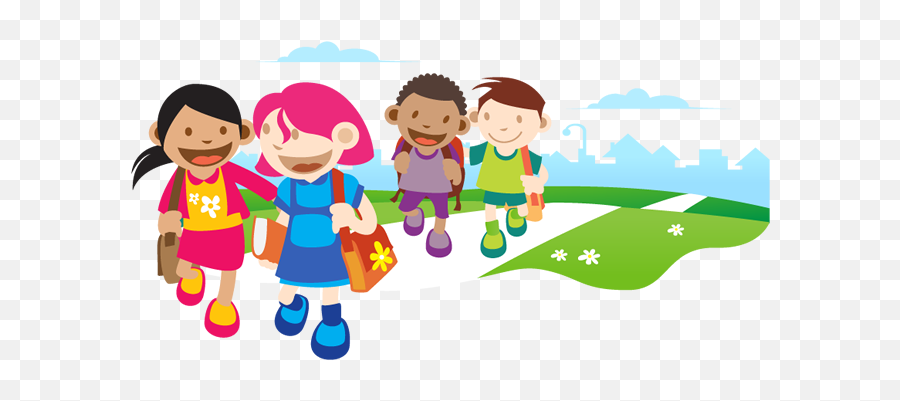 Download Kids Walking Png - Kids School Background Png,School Kids Png
