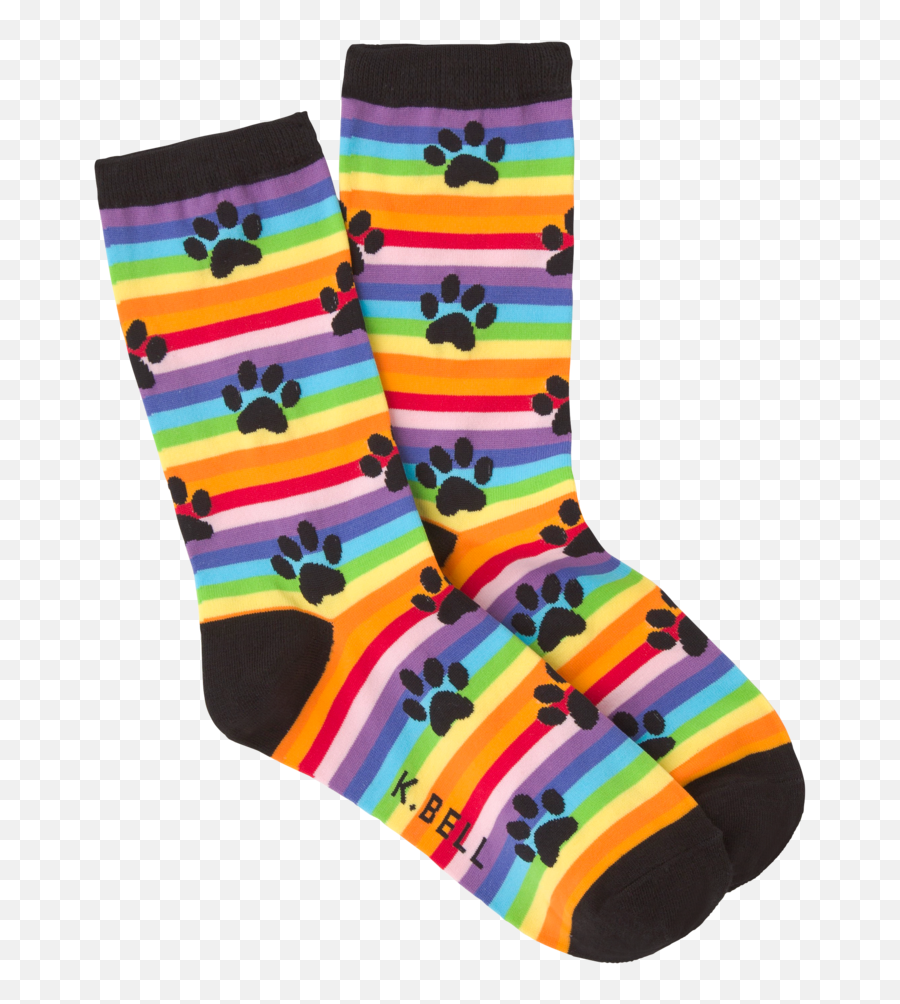 Womenu0027s Rainbow Stripe Paw Prints Crew Socks - Unisex Png,Paw Prints Transparent