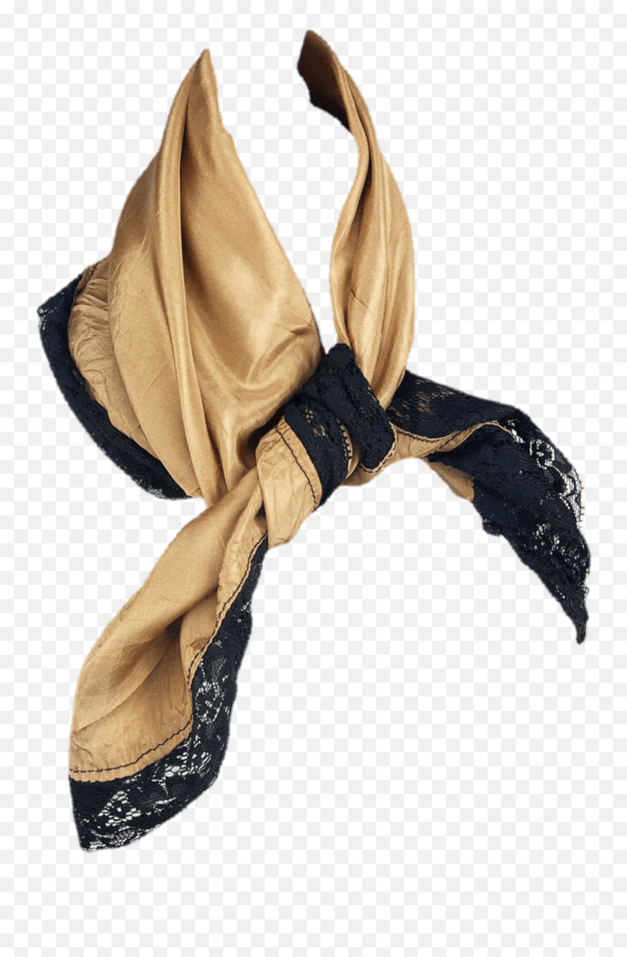 Gold Satin Scarf With Lace Trim - Solid Png,Lace Ribbon Png