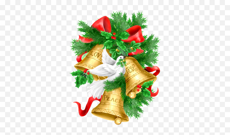 Christmas Pine Branch Golden Bells And Doves Png Clipart - Compliments Of The Season Greetings,Pine Branch Png