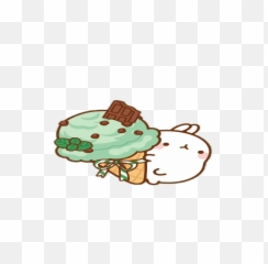 Download Molang Cute Bunny Cutebunny Cutesticker Icecream - Kawaii Mint Chocolate Chip Ice Cream Png,Molang Png