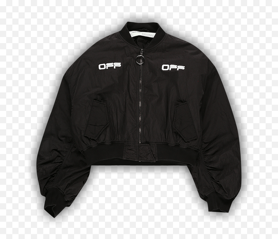 Off - White Crop Varsity Bomber U0027blacku0027 Goat Long Sleeve Png,Icon Women Motorcycle Jackets