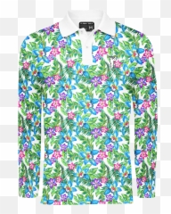 White Hawaiian Menu0027s Long Sleeve Golf Shirt 5995 - Blouse Png,Hawaiian Shirt Png