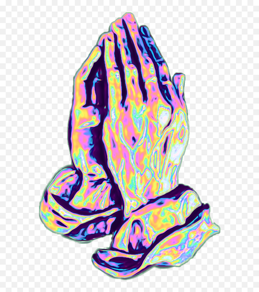 Download Hands Prayer Hand Praying Hologram Holographic Holo - Prayer Hands Png Sticker,Prayer Hands Png