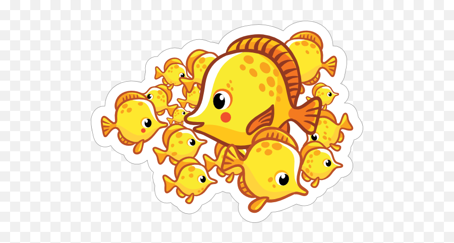 School Of Yellow Fish Sticker - Clip Art Png,School Of Fish Png