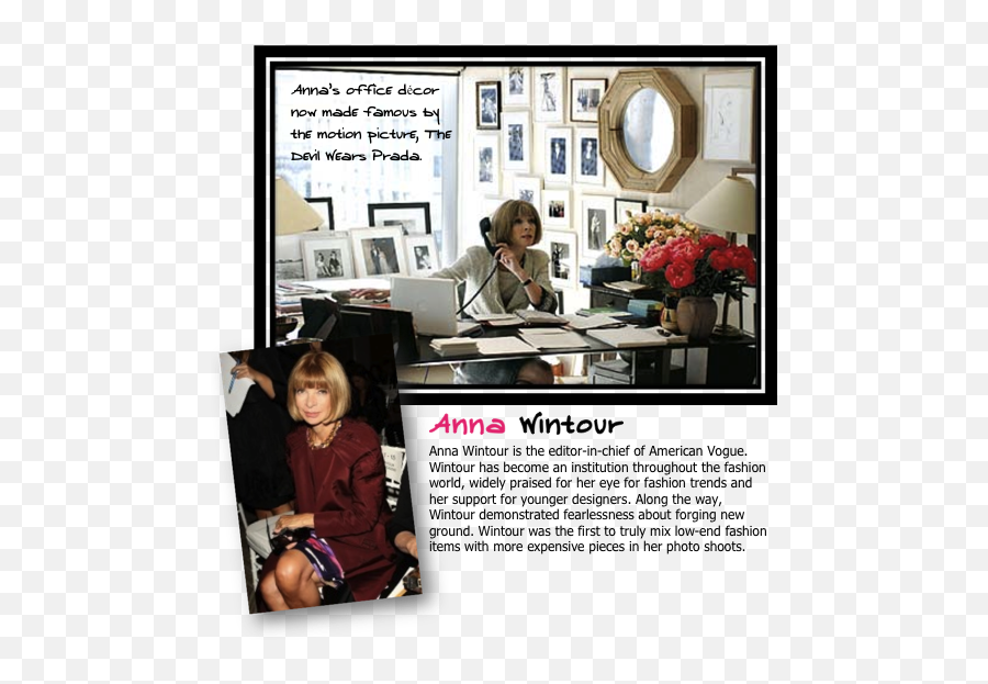 Anna Wintour Young Designers Career Inspiration - Miranda Priestly Anna Wintour Office Png,Diane Keaton Fashion Icon