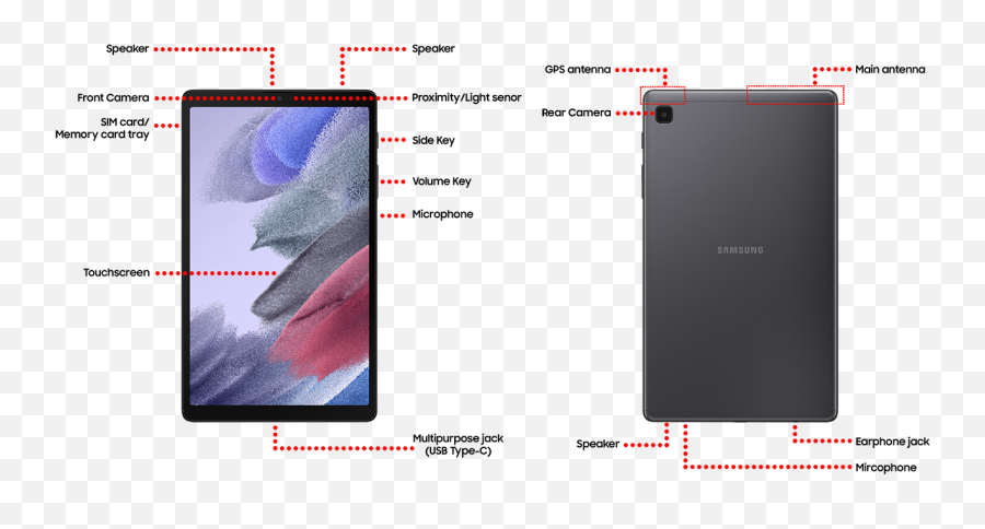 Galaxy Tab A7 Lite Device Layout Samsung Australia - Sm T220nzapzto Png,Micro Sim Card Inseted Icon