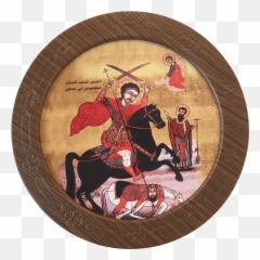 St Philopateer Round Wooden Frame - Cavalryman png