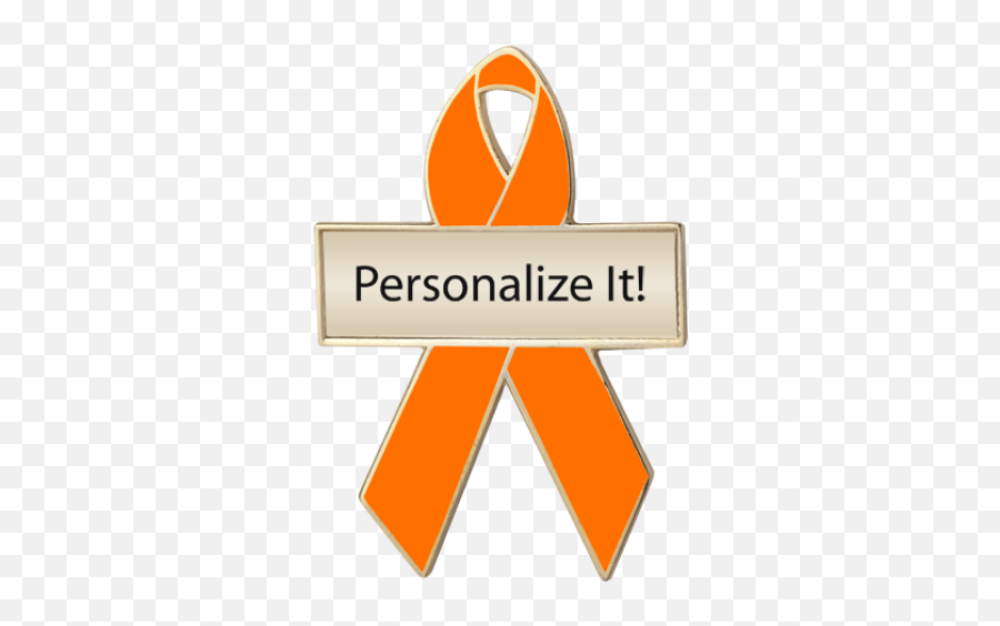 Orange Awareness Ribbons Lapel Pins Personalized Cause - Kaaba Png,Orange Ribbon Png