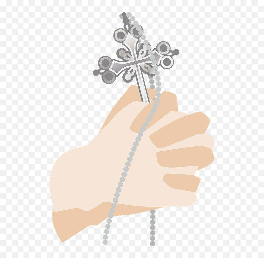 Christian Cross Is Held In Praying Hands Clipart Free - Floral Design Png,Praying Hands Png