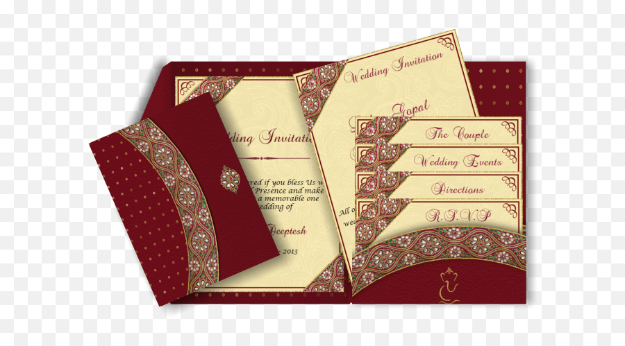 Download Jeweled Border Email Wedding Invitation In Red - Shadi Card Design Png,Invitation Border Png